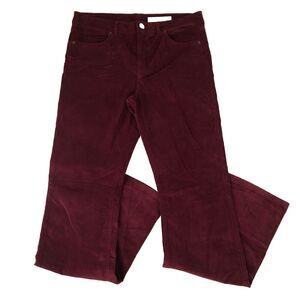 ASOS Denim Women’s Corduroy Flare Pants Burgundy Embossed Logo Size Uk 32/32